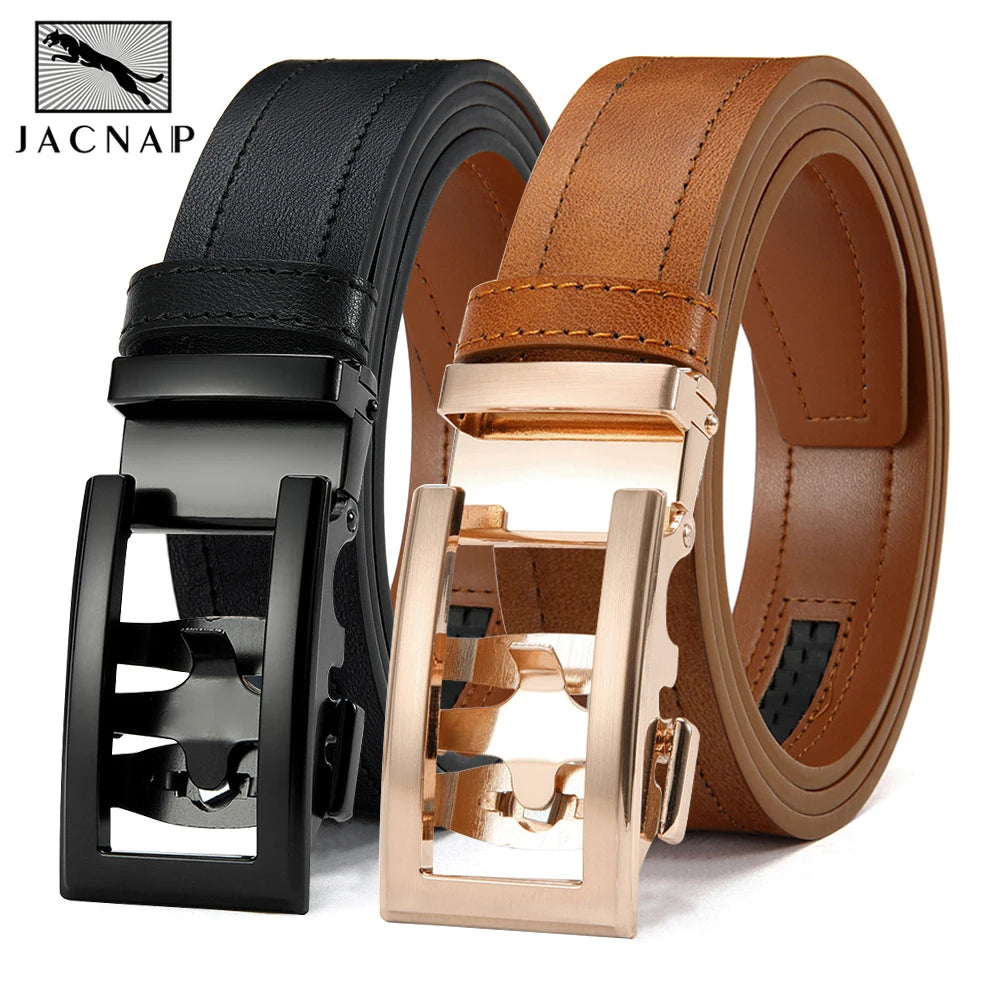 Men's Hollow Automatic Buckle Belt | Genuine Leather Dress & Casual Waist Belt