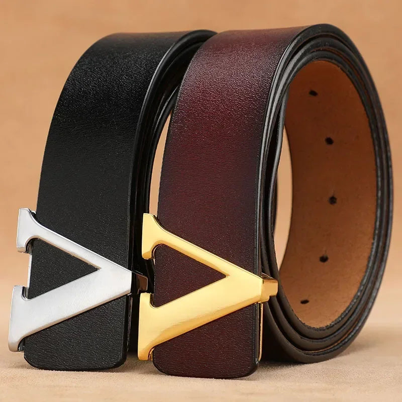 Men's Genuine Leather Smooth Buckle Belt | High Quality Dress & Business Waist Belt
