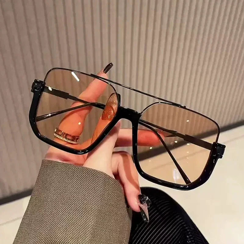 Retro Pilot Metal Sunglasses Fashion Driving Women Square Shades Trendy Ins Popular Brand Design UV400 Sun Glasses