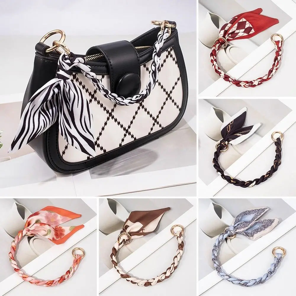 Handbag Accessory Metal Alloy Silk Scarf Bag Chain Detachable Bow Ribbon Handbag Strap Scarf Metal Chain Handbag