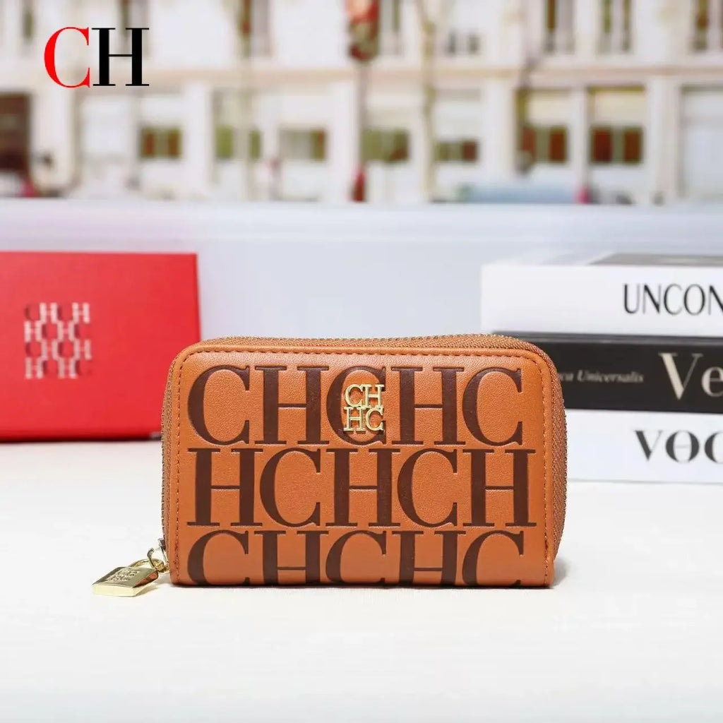 CH Card Holder For Women Luxury Designer Zipper Wallet Fashion Leather Coin Purse Elegant Card Case For Daily Commute
