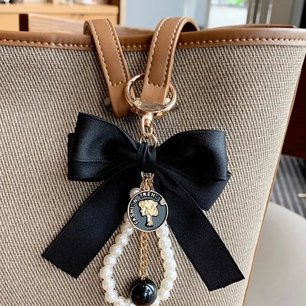 Pearl Bow Keychain – Large Bowknot Bag Charm & Hanging Ornament in 7 Colors