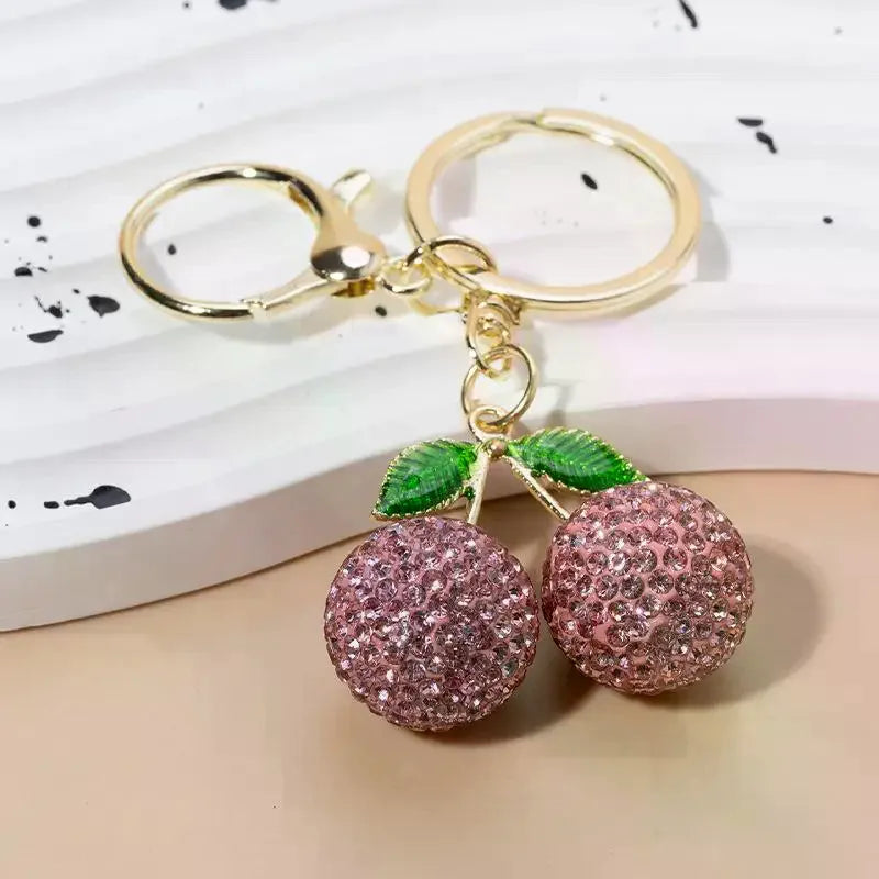 Shiny Rhinestone Cherry Crystal Keychain