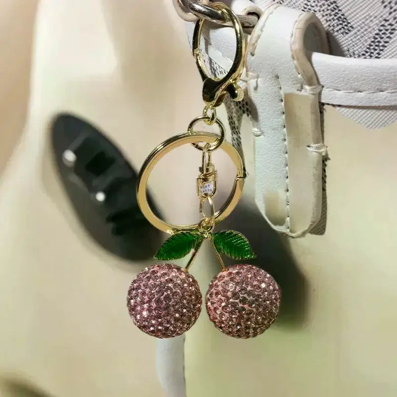 Shiny Rhinestone Cherry Crystal Keychain
